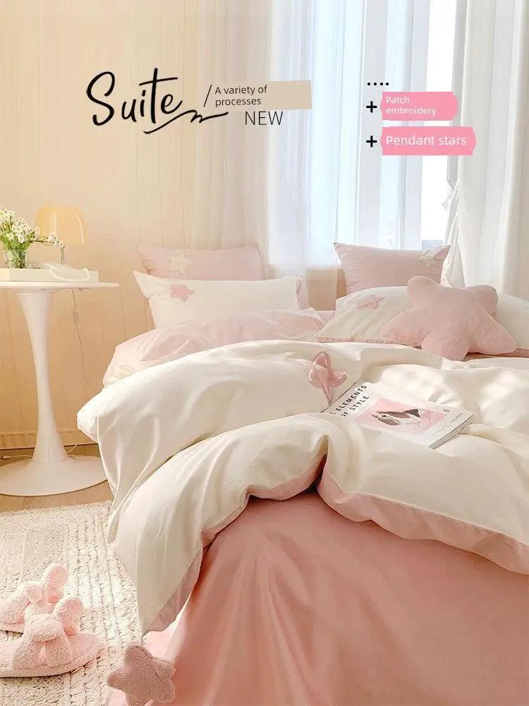 Young Adult Heart Princess Cotton Bedding Set Four Piece