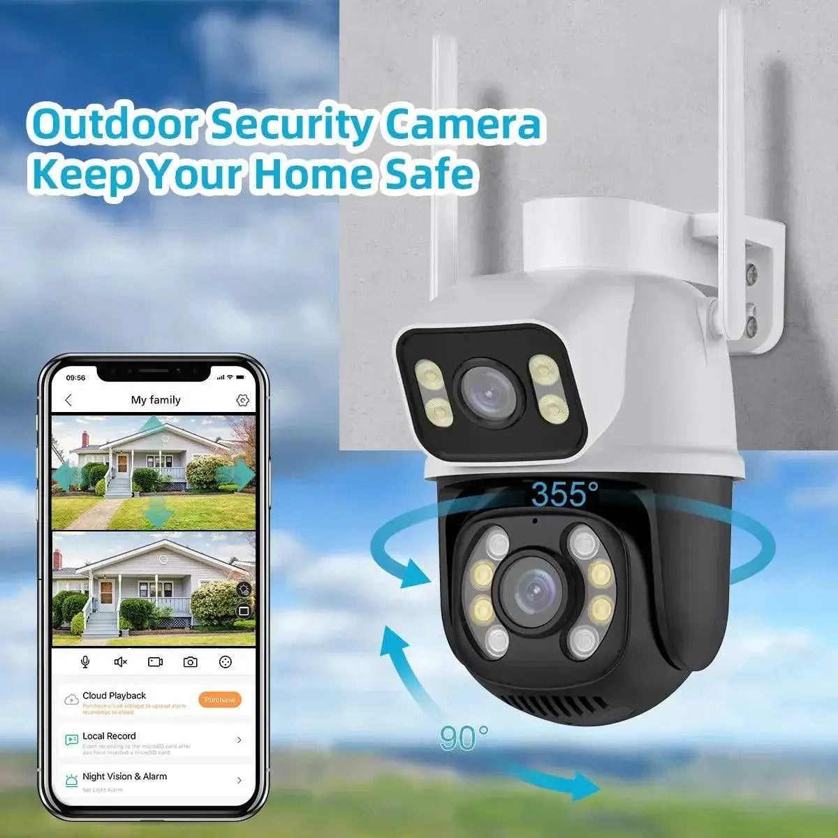 4K PTZ WiFi Security Camera With AI Detection Night Vision