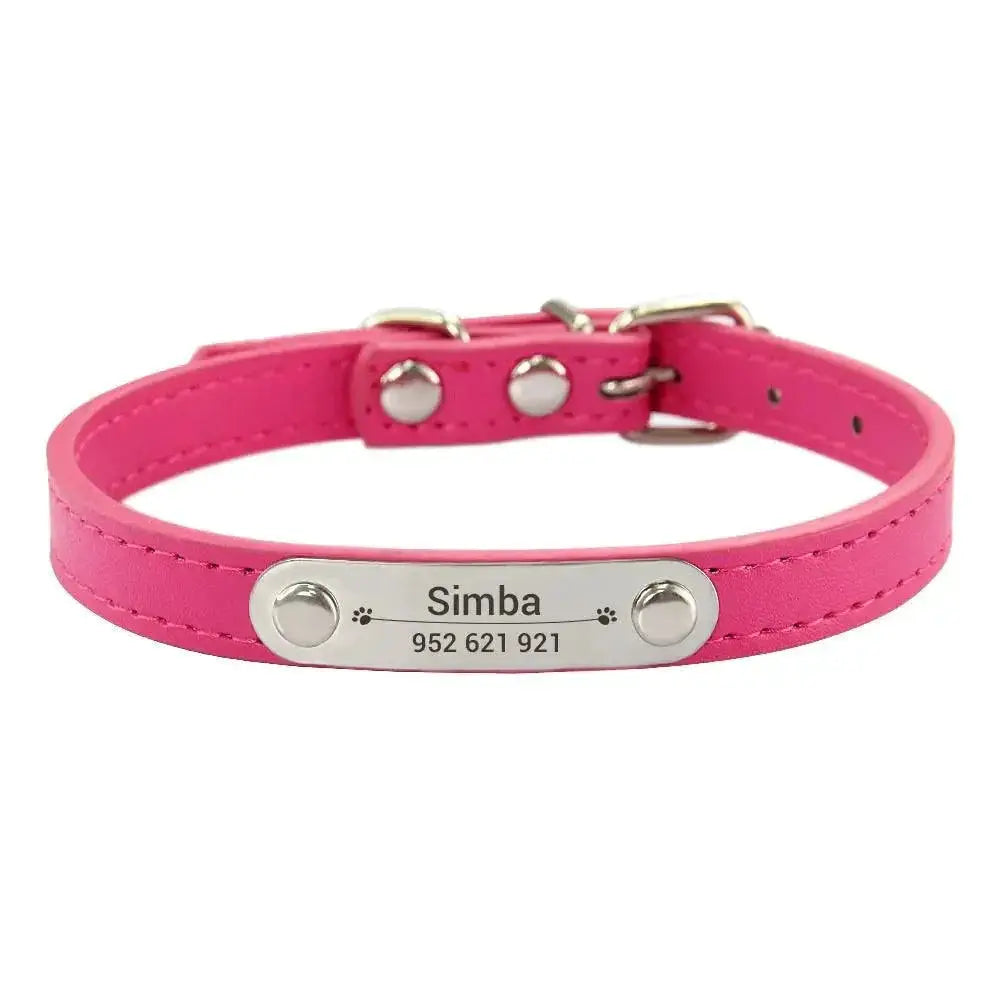 Engraved ID Pink Dog Collar for Pets — Yellow