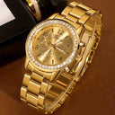 Crystal Diamond Women's Quartz Watch Elegant Gold Silver Timepiece