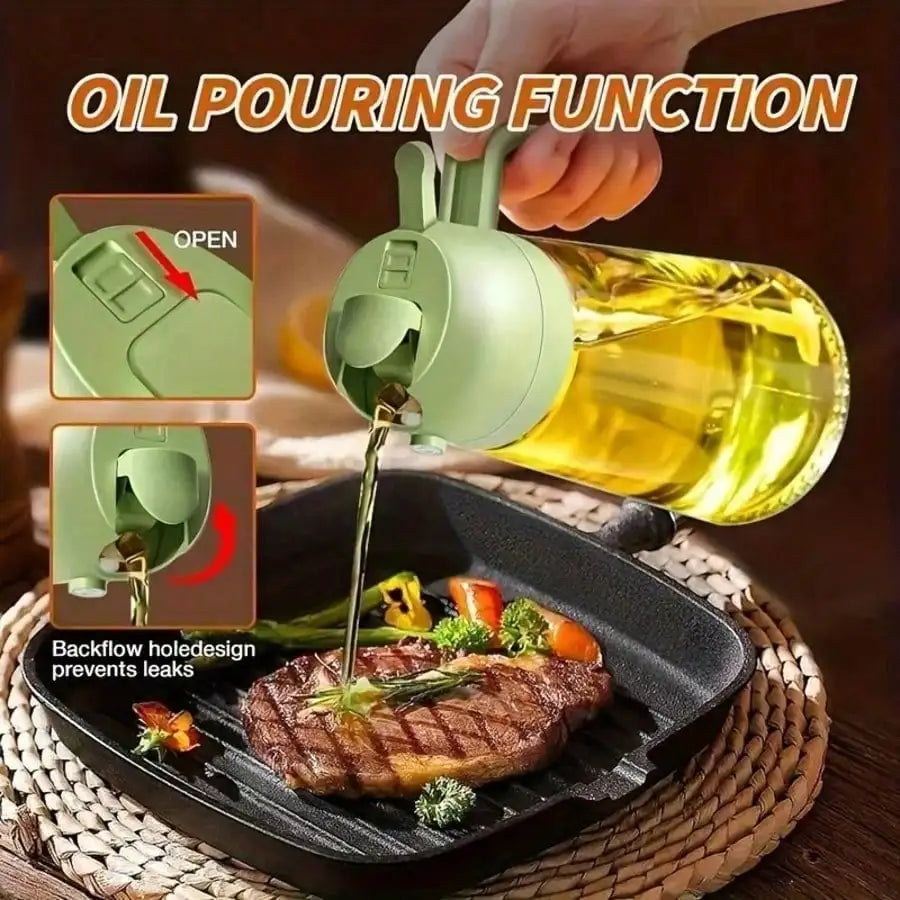 Dual-Use Oil Dispenser & Sprayer, High Borosilicate Glass Bottle — product view 3