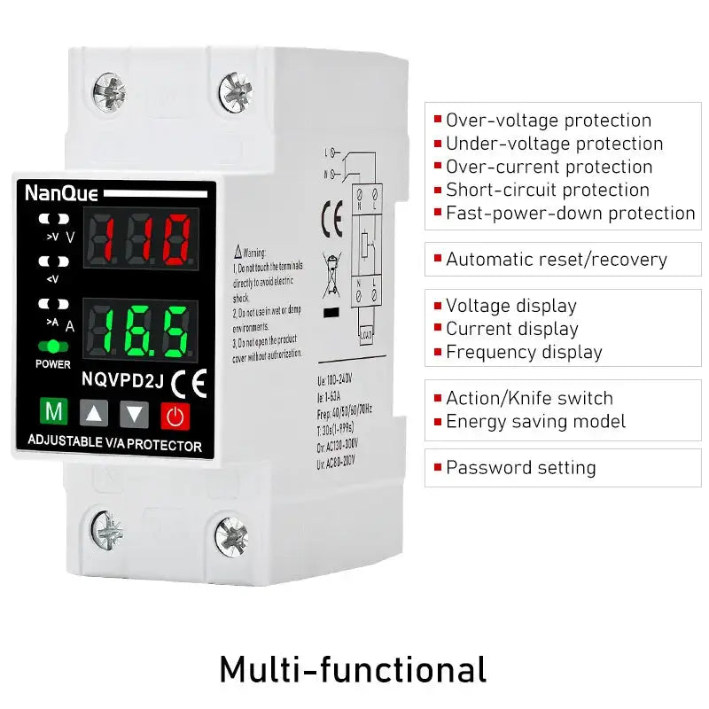 Adjustable Voltage Current Protector 110/120/127/220/240V 80-300V Universal AC DC Volt Meter With Short Protect Single Phase
