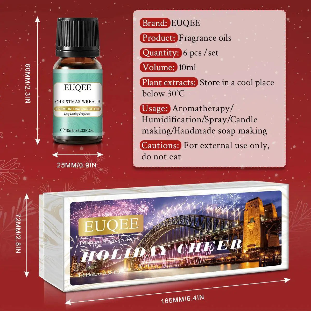 EUQEE Holiday Essential Oil Gift Set Scents for Diffusers