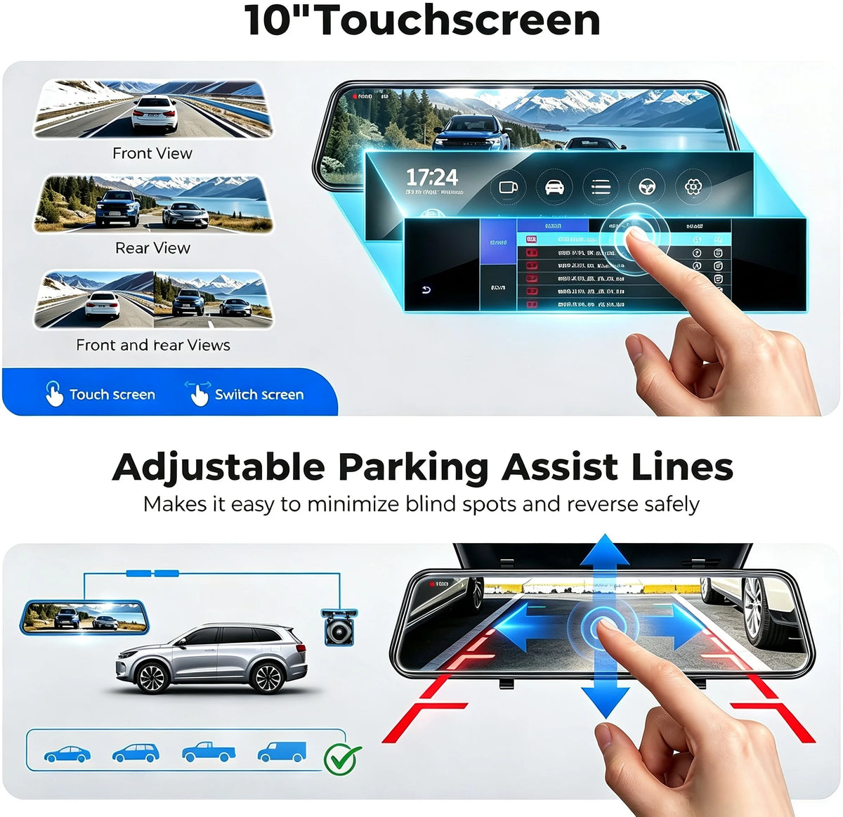 Mirror Dash Cam, Rear View Mirror Camera '', With ADAS — product view 7