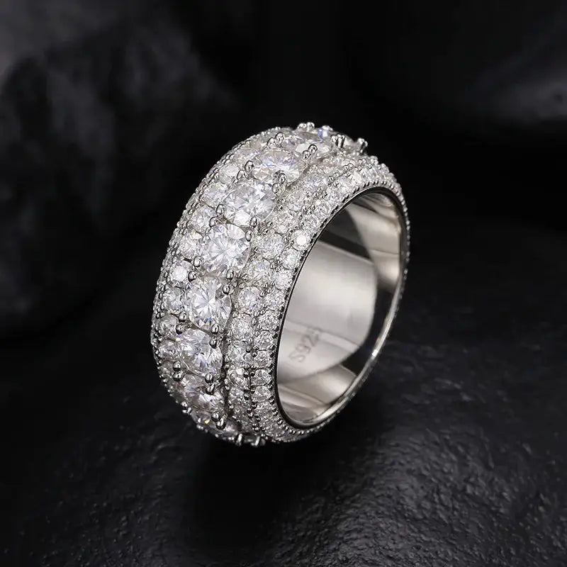 Sterling Silver Gold Plated Moissanite Hip Hop Ring — product image 7