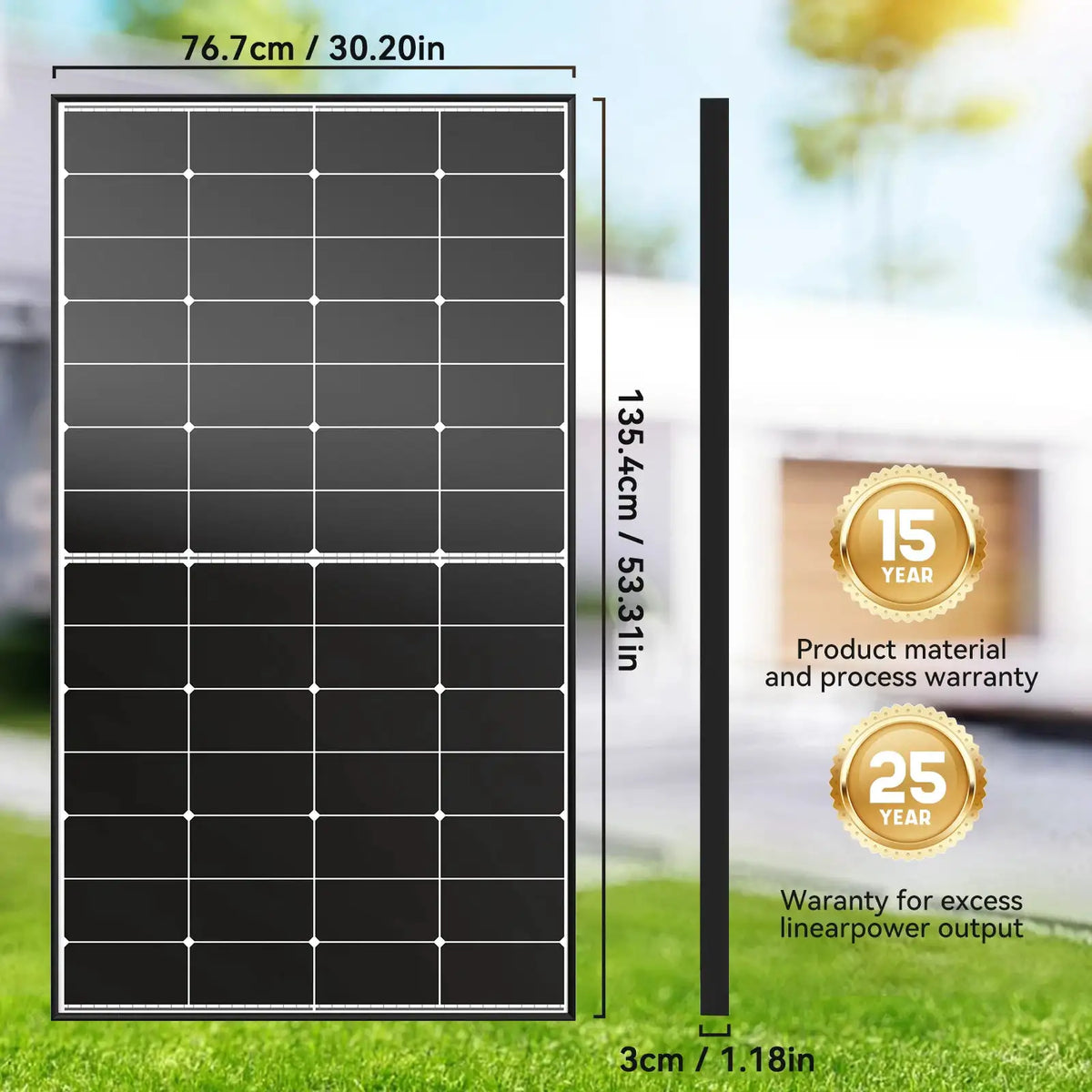 RVPOZWER 300W 10BB N-Type Solar Panel 25% Conversion Efficiency for Residential RV Roof Off Grid Solar Power Systems