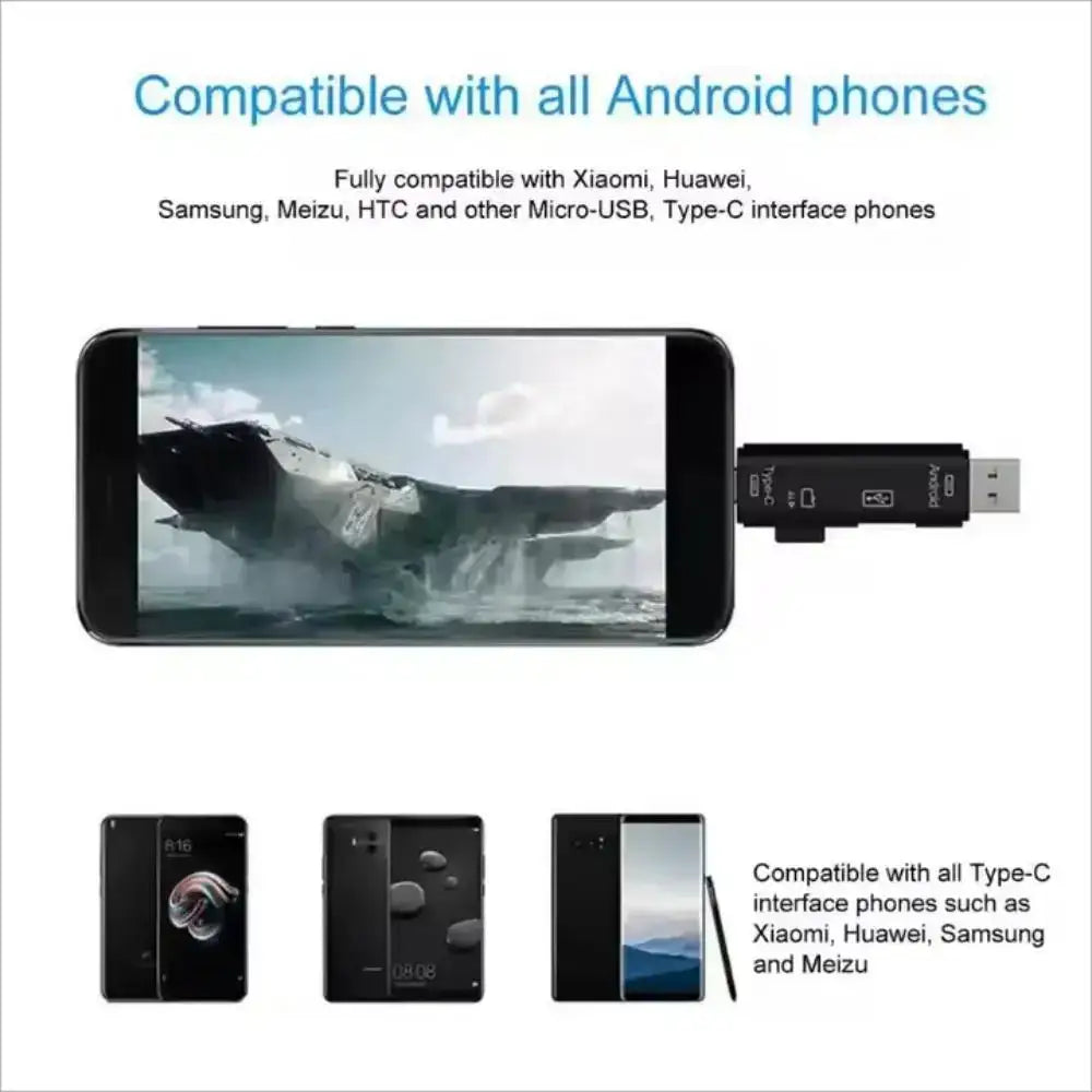Multifunction 5 in 1 USB 2.0 Type C USB Micro USB SD TF Memory Card Reader for Android Computer Dock OTG Type C Adapter
