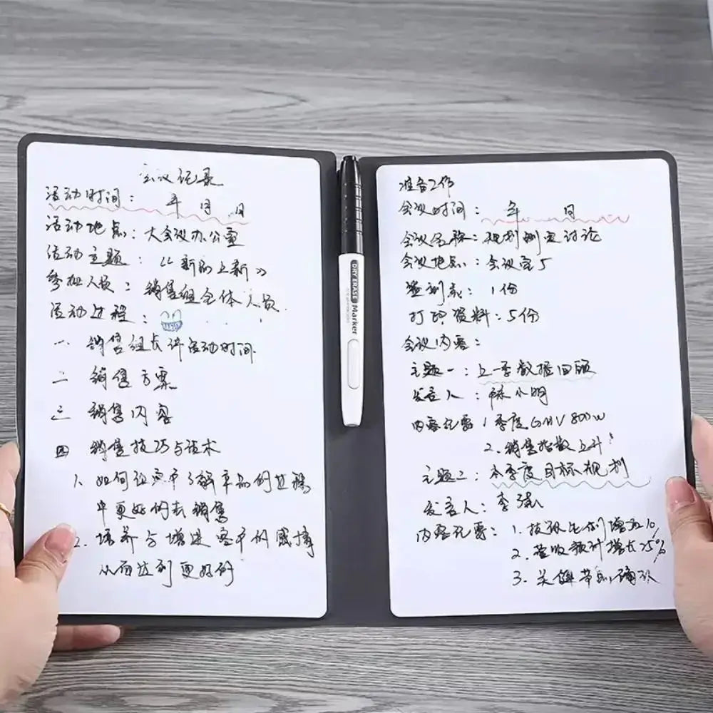 A5 Reusable Whiteboard Notebook Set With Whiteboard Pen