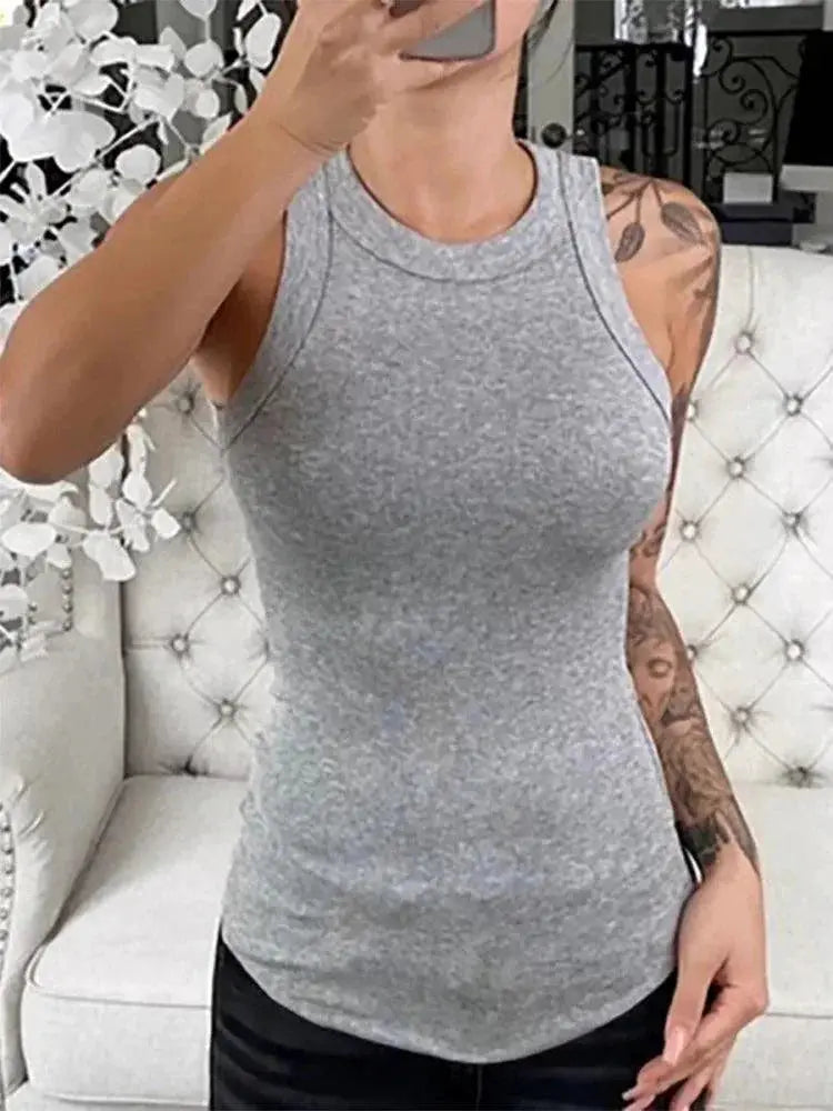 Elegant Ribbed Tank Top For Women Summer Chic Fashion