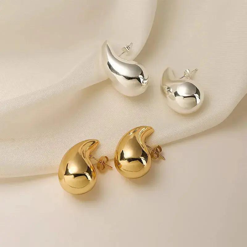 Vintage Gold Teardrop Earrings Stainless Steel Drops