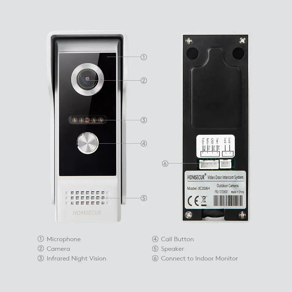 (NOT WORK ALONE) M6/XC006F 4 Wire Waterproof IP65 HD Doorbell Camera 120° Wide Angle ONLY for XSL Video Intercom Doorphone