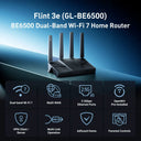 GL.iNet GL-BE6500 (Flint 3e) Dual-band WiFi 7 Home Router for Gaming Wireless Internet Router 5× 2.5G Ports Robust VPN Capabilities,Parental Controls, USB3.0 Qualcomm Quad-core 1.5 GHz, Supports ADGuard Home,OpenVPN,WireGuar