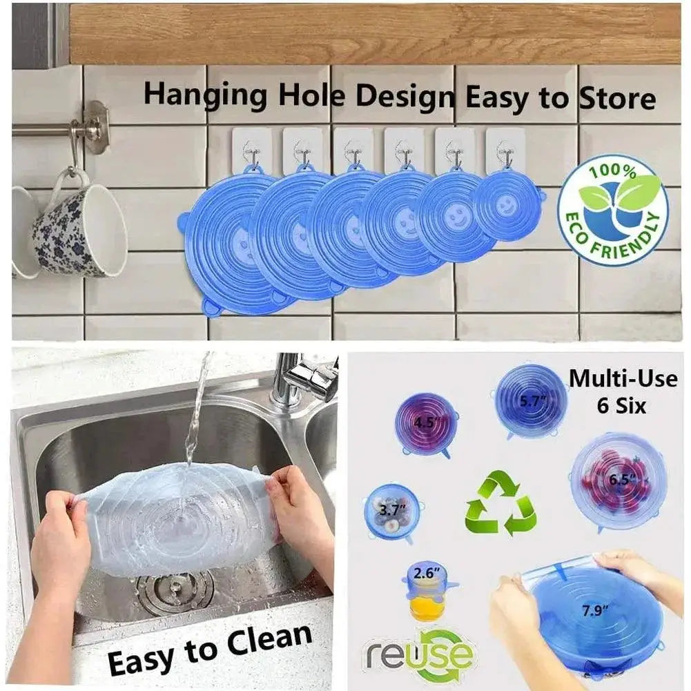 12 Piece Reusable Silicone Lids for Airtight Kitchen Storage