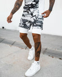 Men's Camo 2-in-1 Compression Shorts for Running Gym Basketball