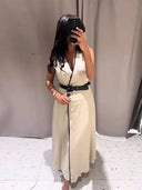 Flattering Patchwork Midi Dress for Women