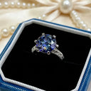 Gold Plated Blue Moissanite Ring