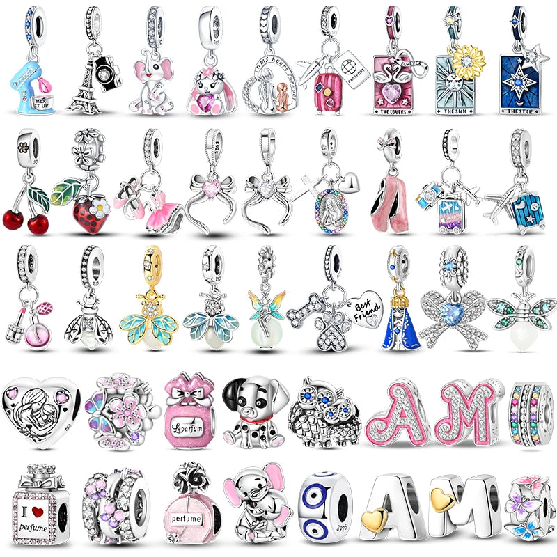 Charm Beads Sterling Silver Pink