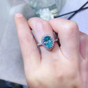 Sterling Silver Sterling Green Moissanite Ring