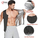 Qtree Sauna Vest for Men Waist Trainer Sweat Top Zipper