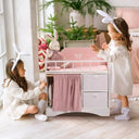 Pink Wooden Baby Doll Crib with Storage and Bed