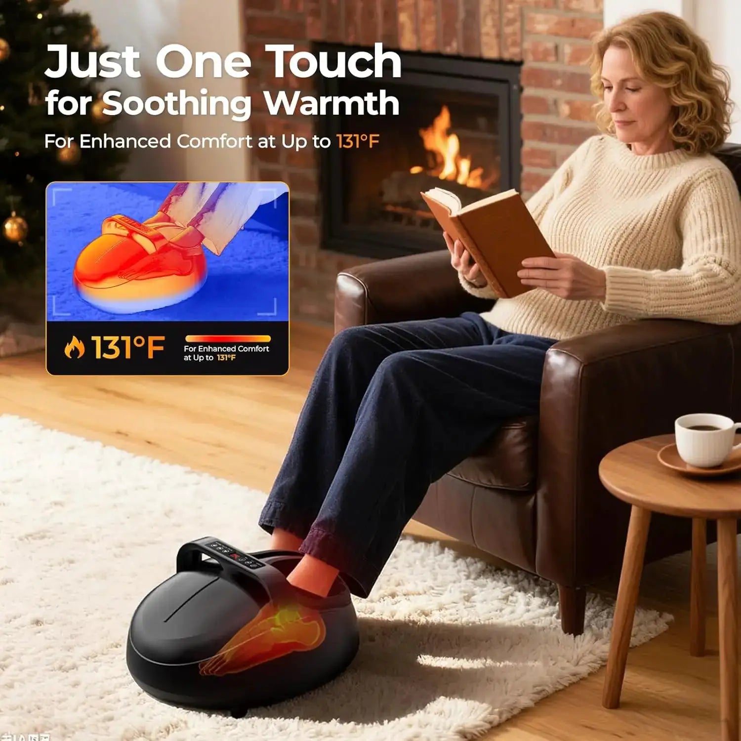 Shiatsu Foot Massager Machine with Deep Kneading Heat Fully Wrapped Air Pressure Tool 9 Levels 5 Massage Modes Fatigue Relief