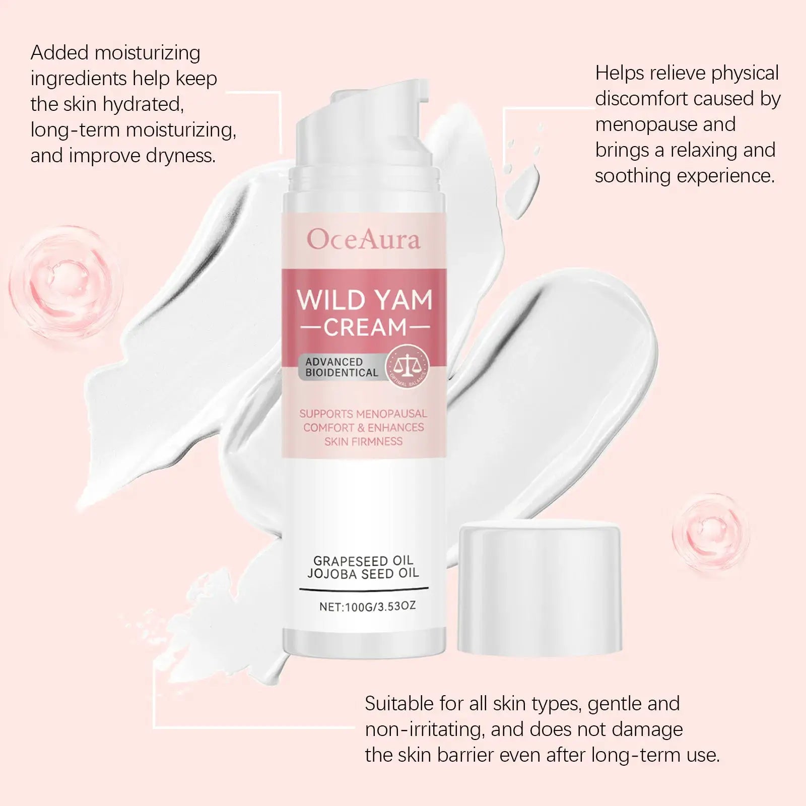 Wild Yam Cream For Hormone Balance Menopause Soothing Reduce Hot Flashes Women Body Balance Support Progesterone Relief Cream