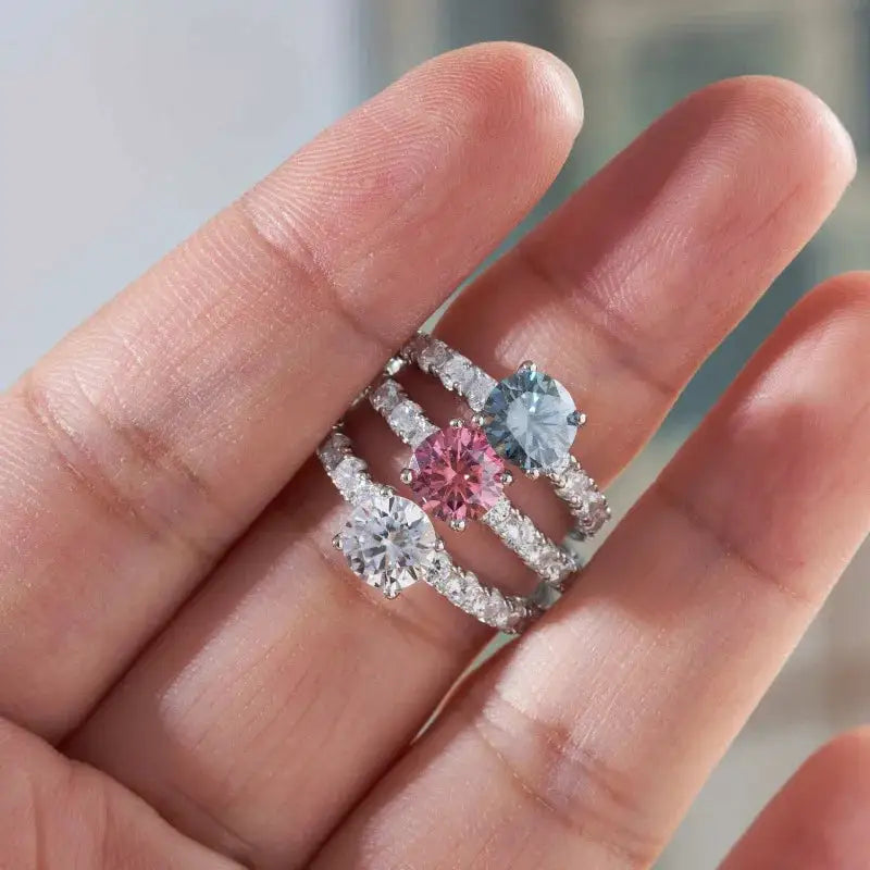 Moissanite Ring in Sterling Silver Suitable — product view 5