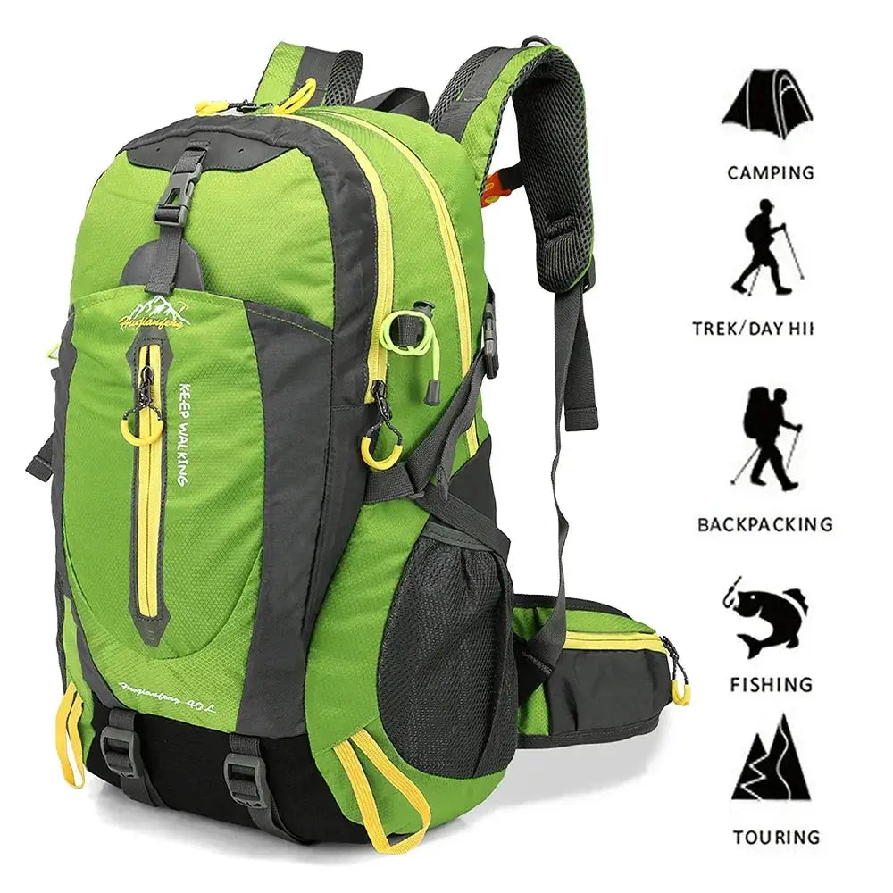 40L Water Resistant Travel Backpack For Camping Hiking Gear