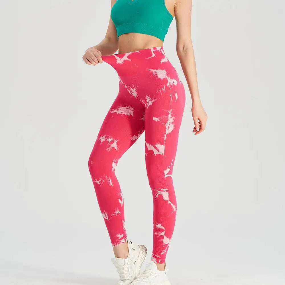 Yoga Leggings Sculpting Tummy Control Butt Lift Tie Dye Bleach