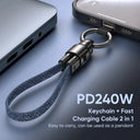 USB C 240W Braided Cable - Keychain Cord