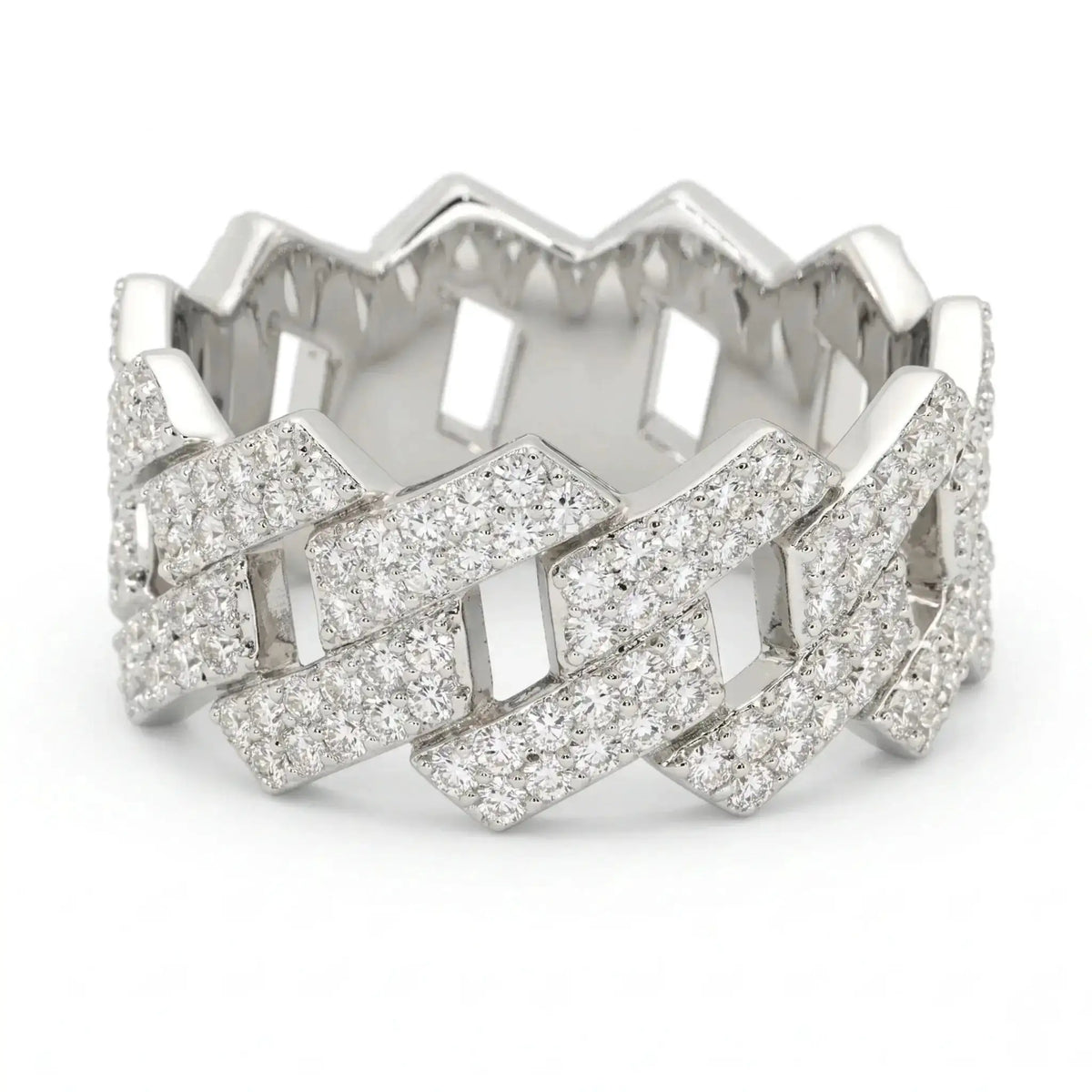 Ice Pave Cuban Chain CZ Ring, Men's Street Hip Hop — product view 7