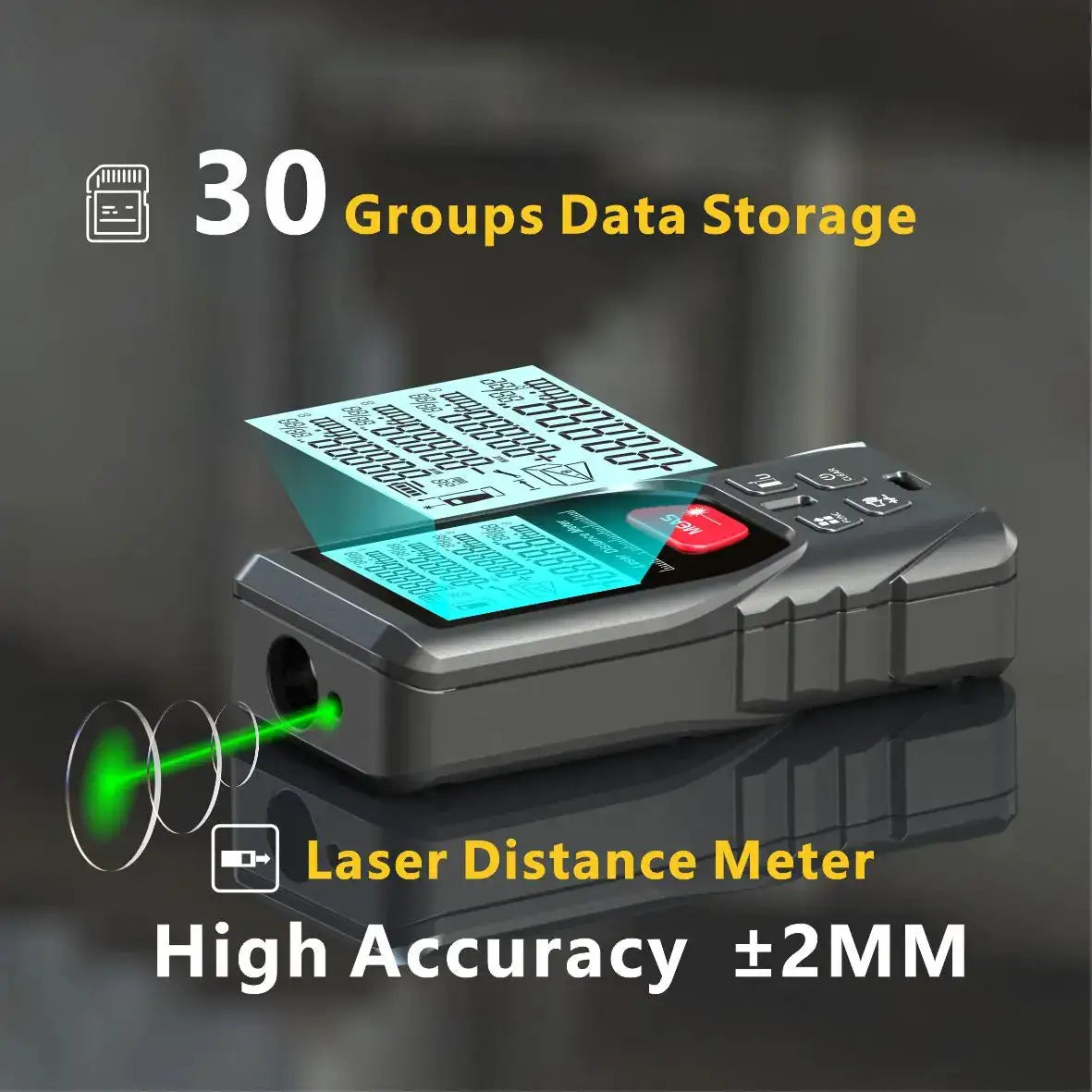 Laser Meter Green Laser Beam Digital Tape 50m 100m 120m Laser Distance Meter 2 Bubbles Leveling High Accuracy Laser Rangefinder