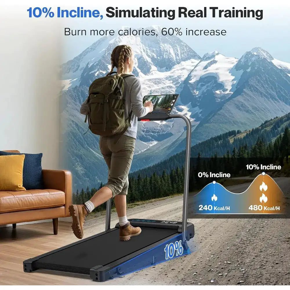 Compact 4-in-1 Folding Treadmill with 10% Incline, 3.0HP Motor, Quiet Operation, Under Desk Use, LED Display & APP Support