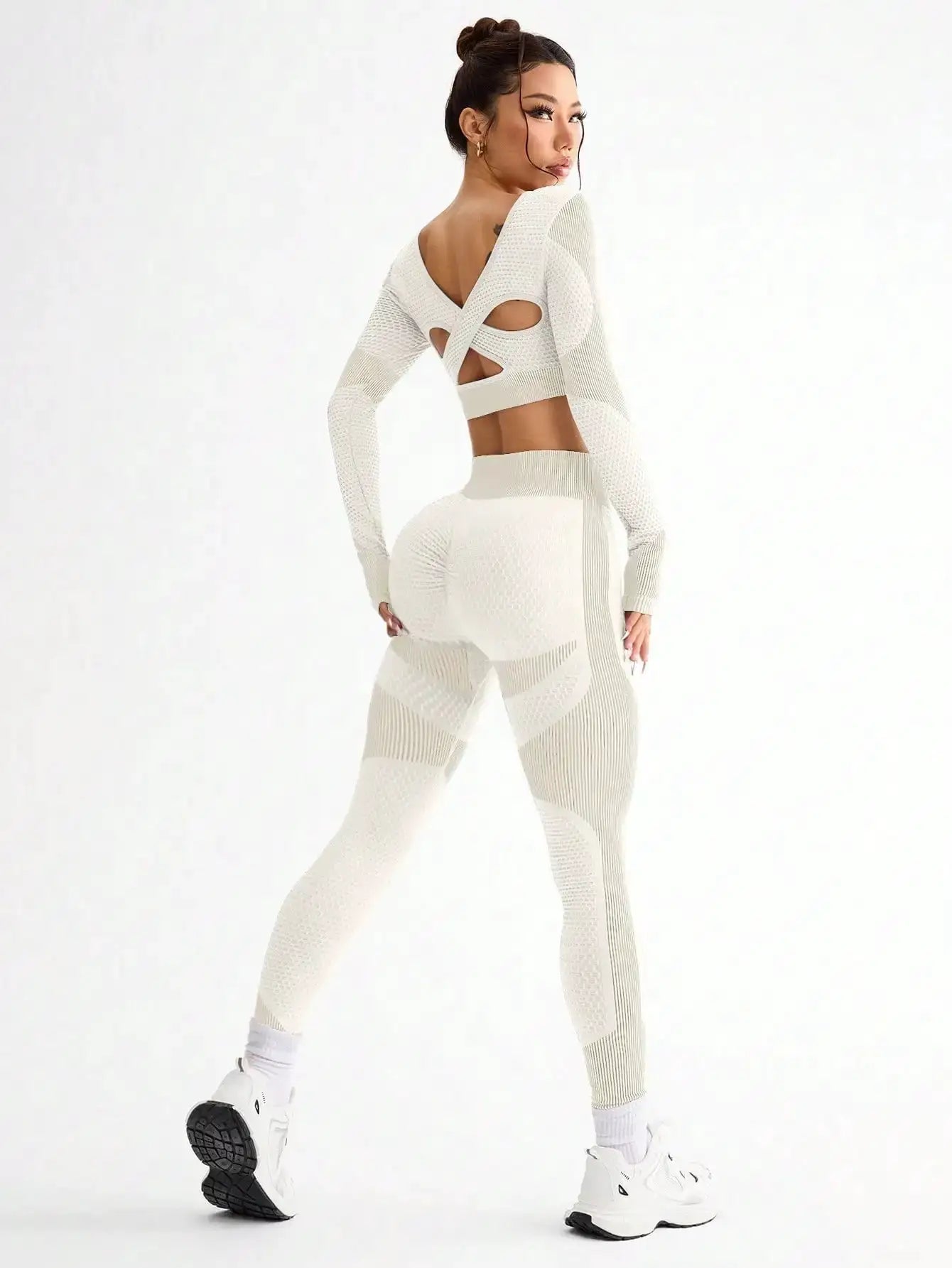 2pcs Hot-selling New Sports Tight Running Breathable Seamless Yoga Suit Women's Outdoor Fitness Suit Women's