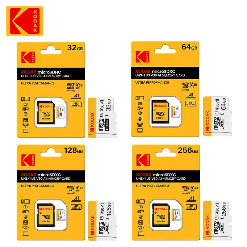 KODAK Micro SD Memory Card 100MB/s Class10 U3 UHS-I 32GB 64GB 128GB TF SD Card 4K HD For Phone PC