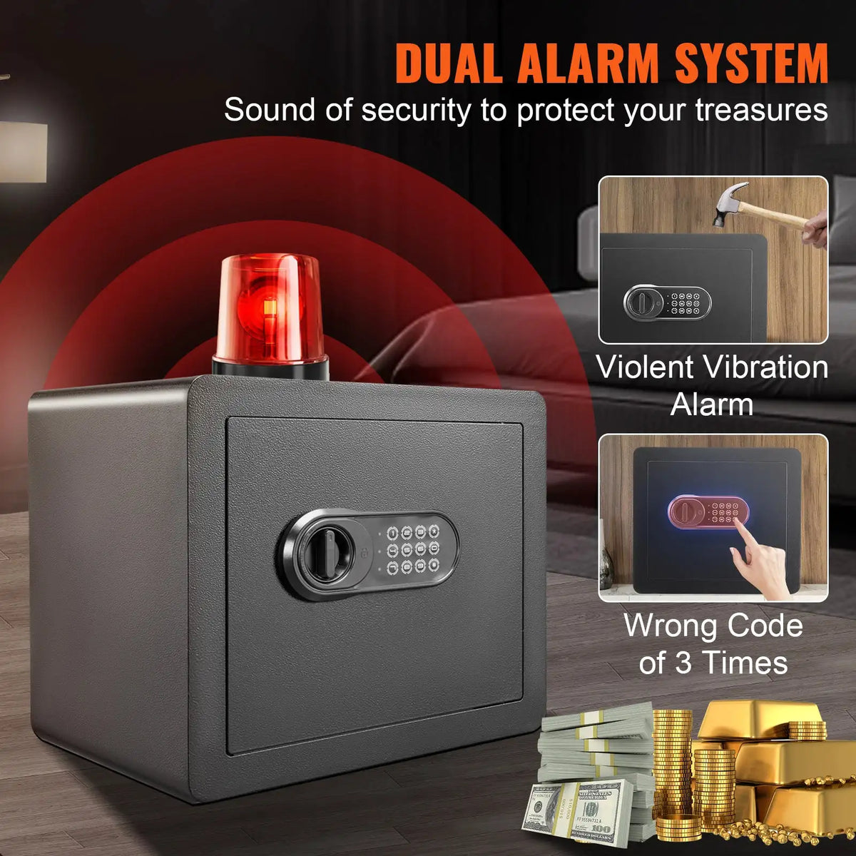 SucceBuy 1.2/0.5 Cubbic Fit Electronic Safe Deposit Safe Box W/ Digital Access & Override Keys for Money Gun Jewelry Document