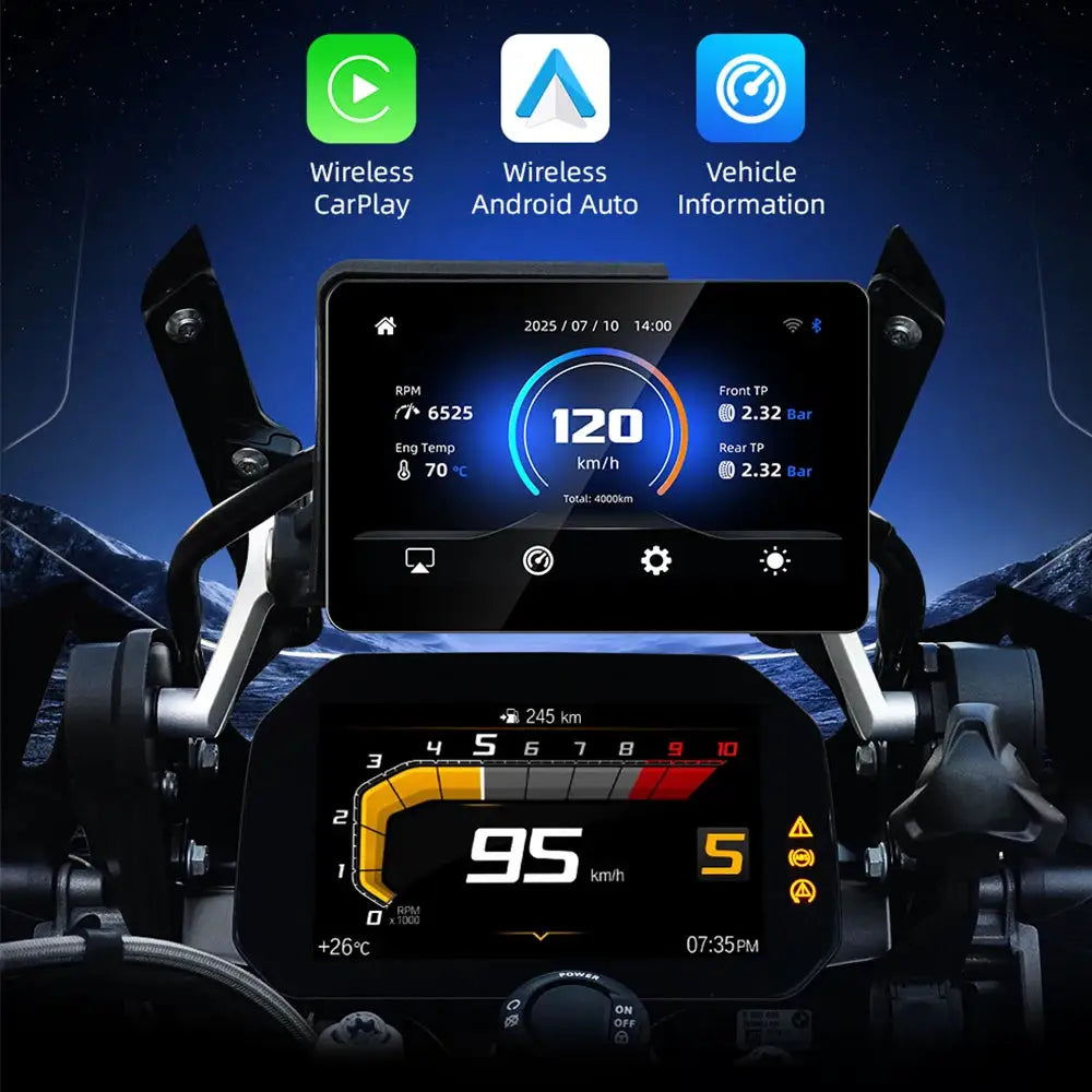 EKIY 6.2" Wireless CarPlay Moto Android Auto For BMW R1200GS R1250GS F800 F900 S1000XR GPS Motorcycle Navigation For WonderWheel