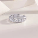 Moissanite Flower Ring Silver Gold Plate