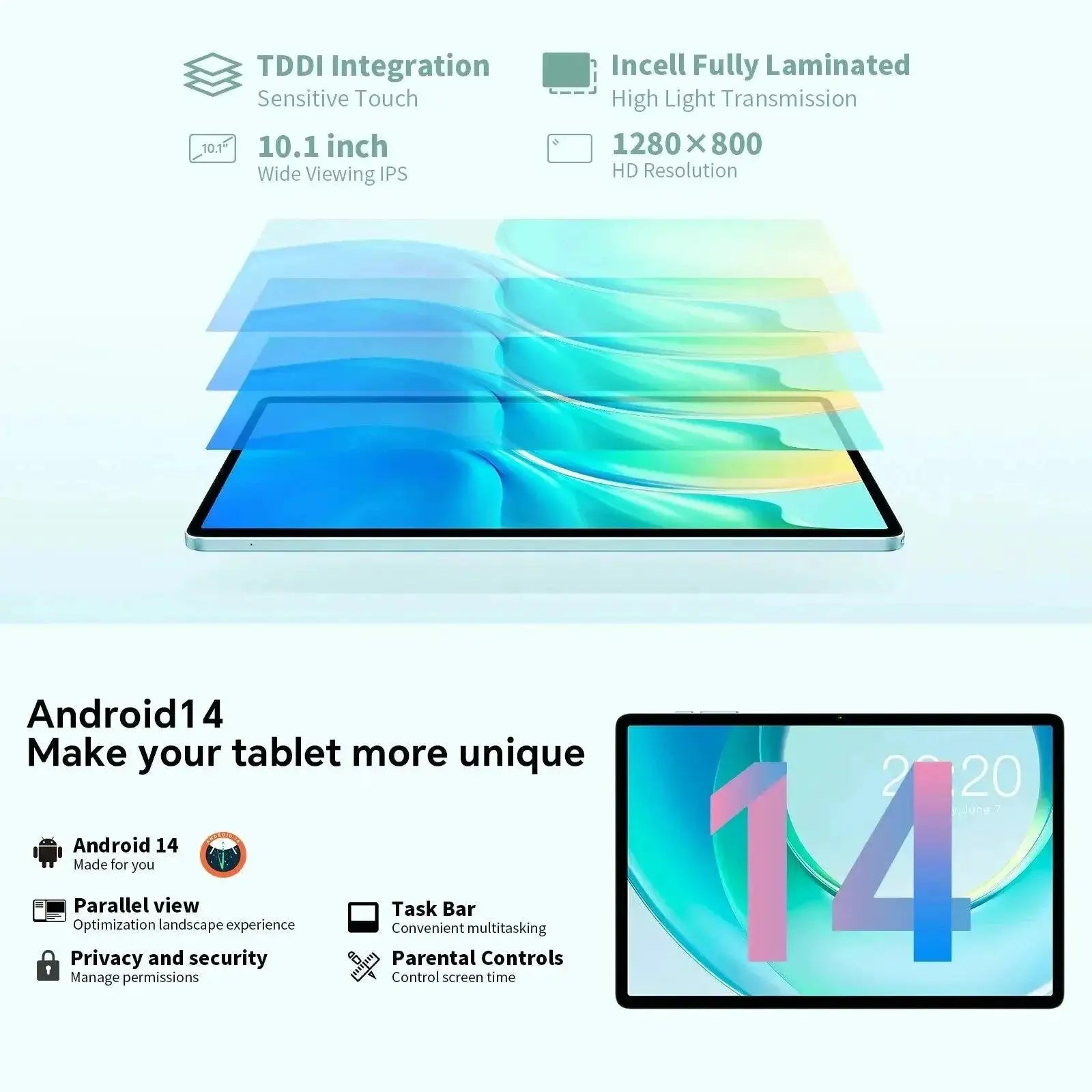M50 10.1 Inch Android 14 Tablet 8 Core 6GB RAM Device