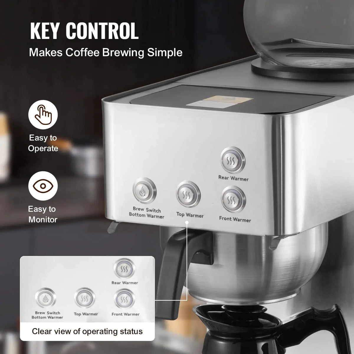 SucceBuy Commercial Drip Coffee Maker with Glass Carafes Decanter Warmer — product view 4