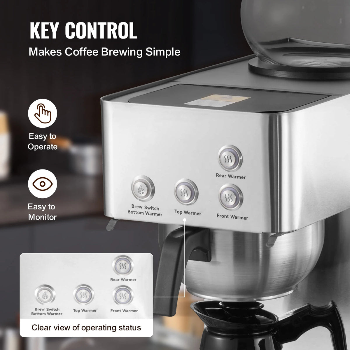SucceBuy Commercial Drip Coffee Maker with Glass Carafes Decanter — product view 4
