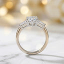 Heart Moissanite Ring in Sterling Silver Baguette