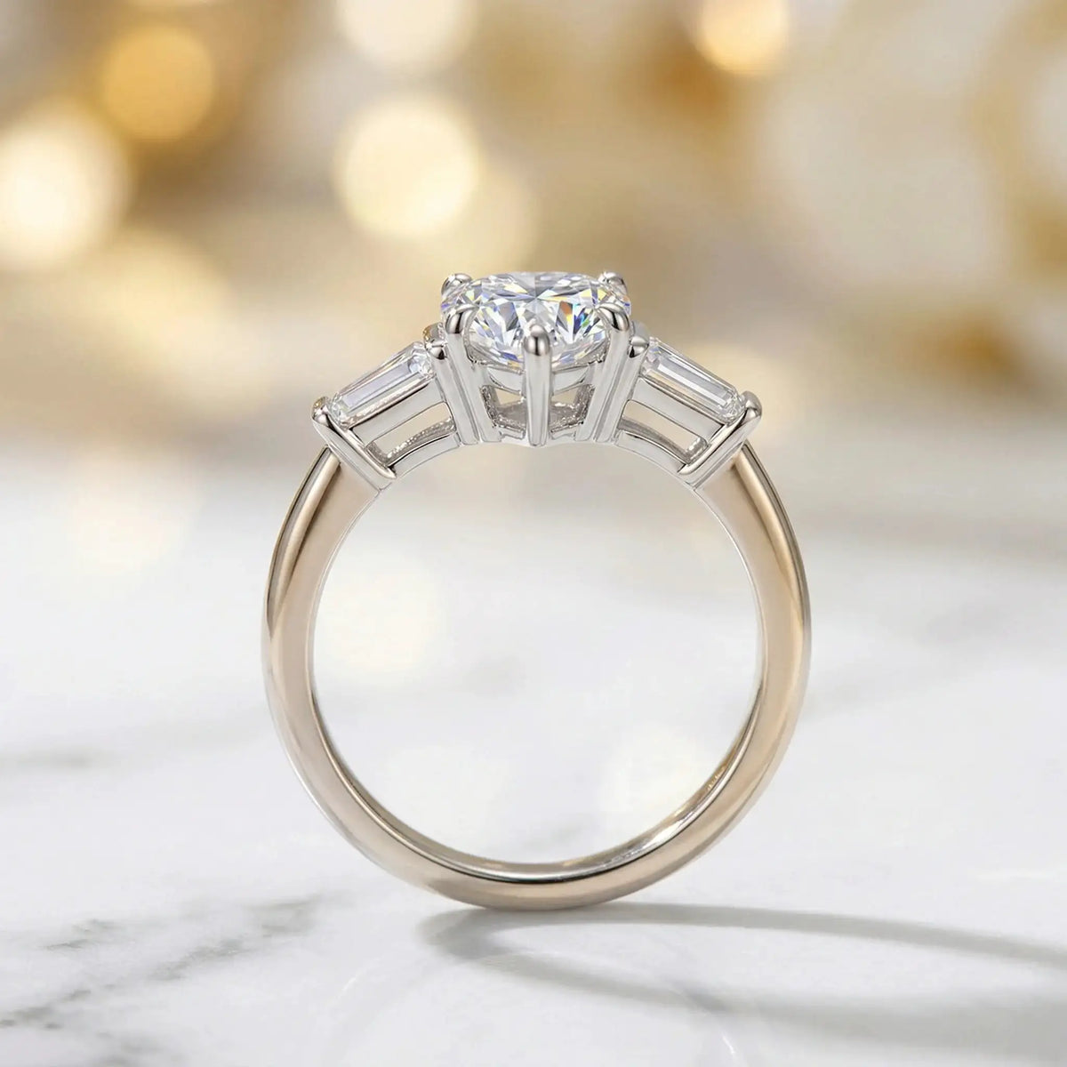 Heart Moissanite Ring in Sterling Silver Baguette — product view 3