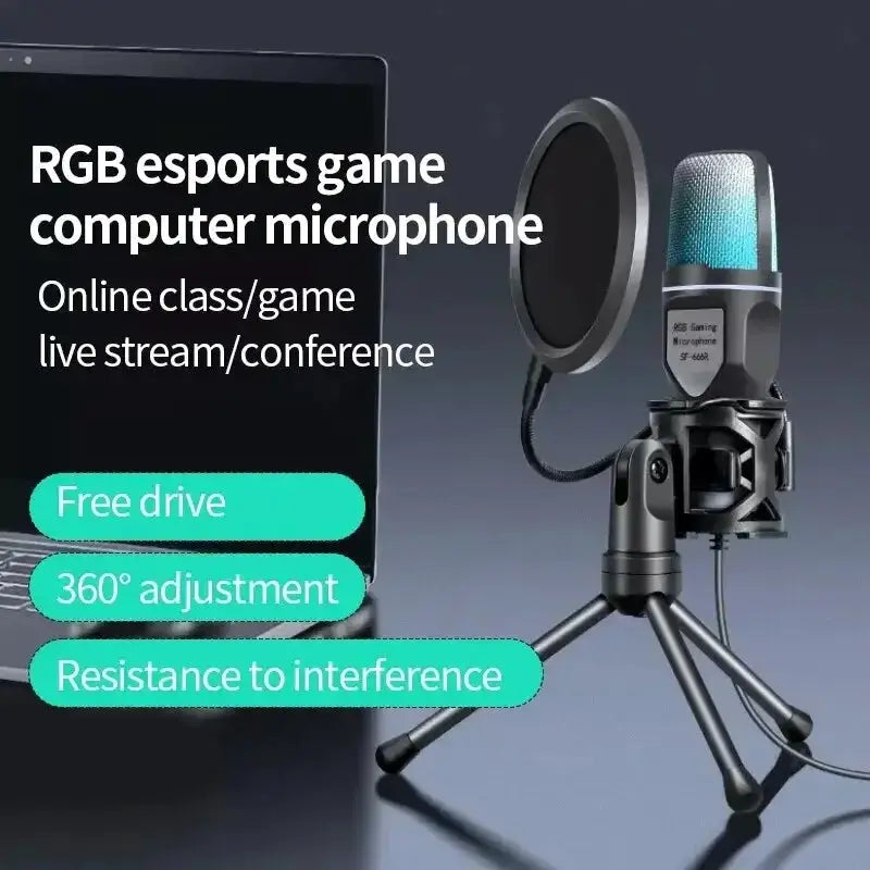 Portable USB RGB Condenser Microphone For Gaming Streaming