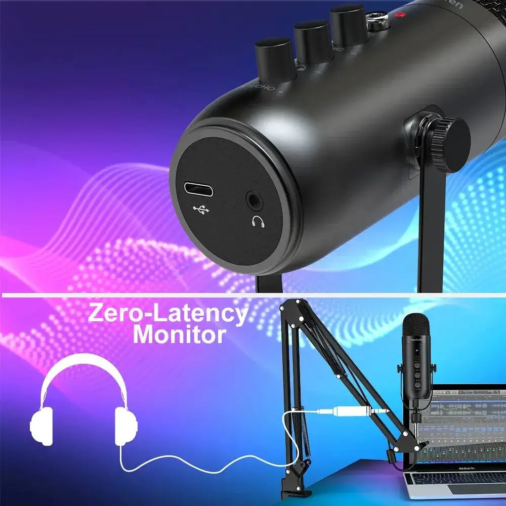 Professional USB Podcast Microphone Kit With Boom Arm