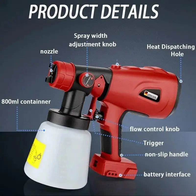 High Efficiency Cordless Electric Paint Sprayer Compatible