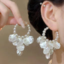 Imitation Pearl Flower Fringe Long Dangle Earrings For Women Party Jewelry