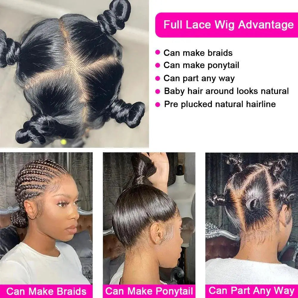 Glueless Full Lace Remy Hair Wigs Straight Brazilian
