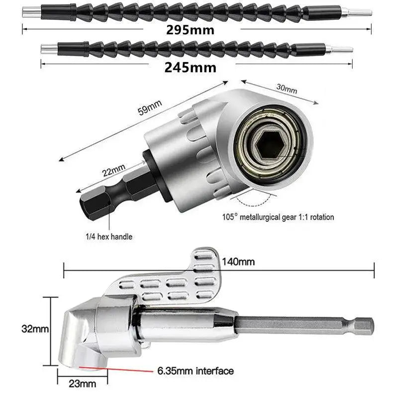 105 Degree Right Angle Drill Adapter Flexible Shaft Bit