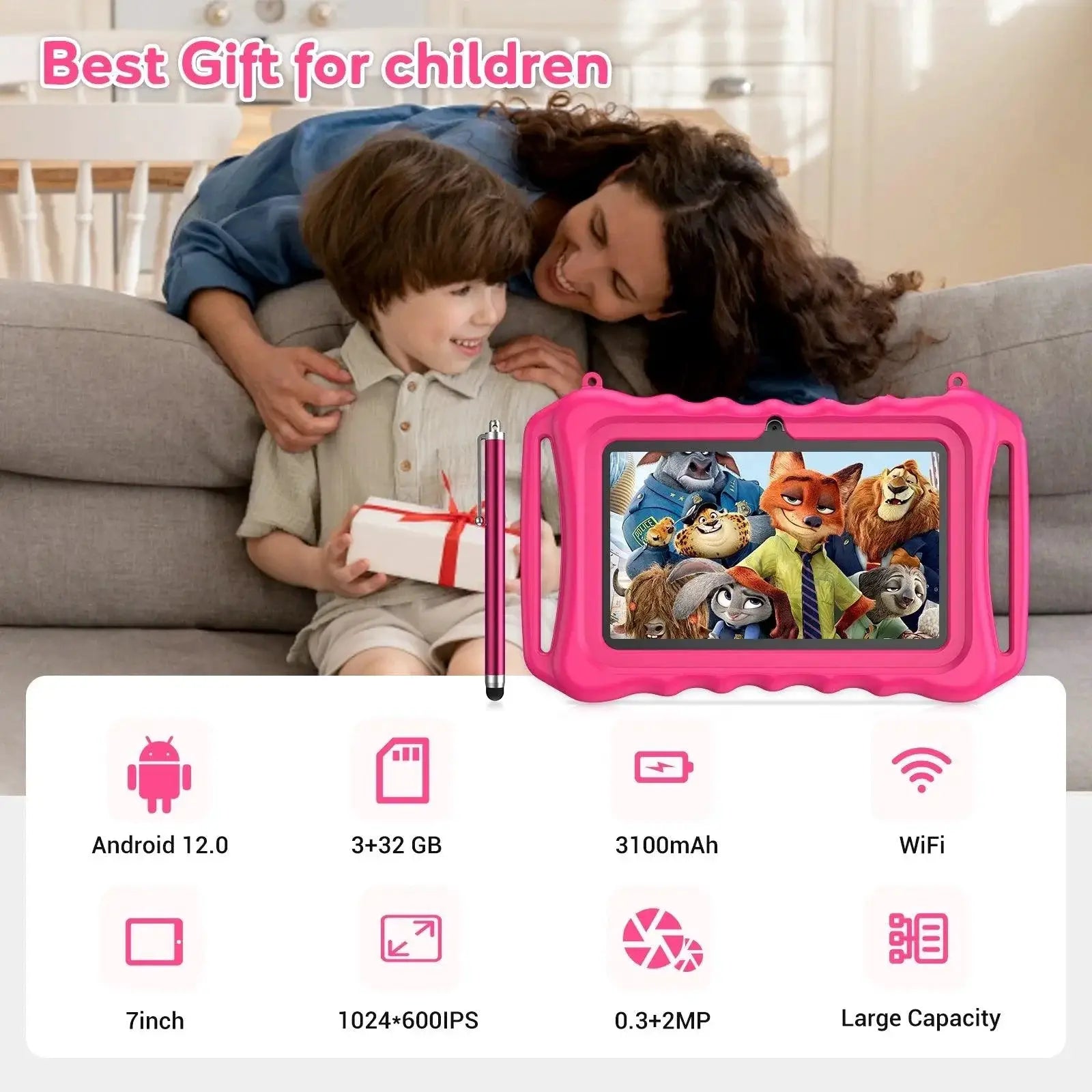 Xgody 7 Inch Kids Tablet With Educational Apps Bluetooth